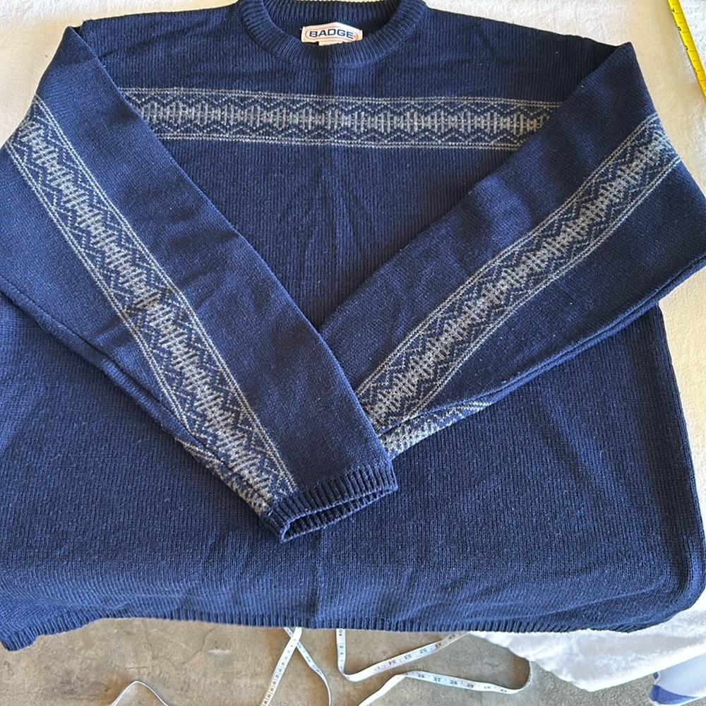 Badge Navy Wool Sweater